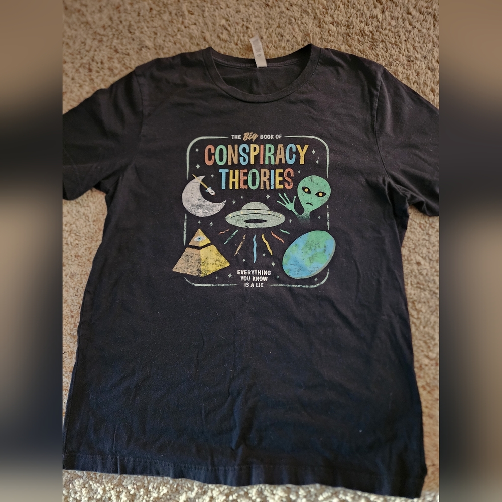 Black conspiracy theory tshirt